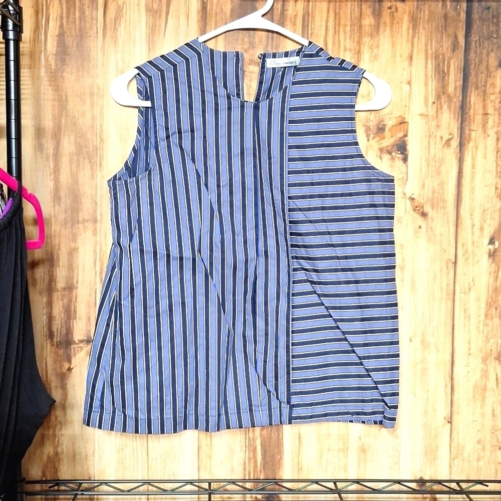 Peppermint Blue and Black Striped Top
